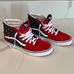 Vans Red and Black Checkered High-Tops